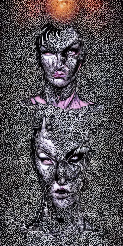 Prompt: cell shaded optical illusion by dan hillier, color work by ethan van sciver