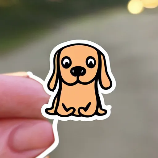 Prompt: A cute sausage dog sticker