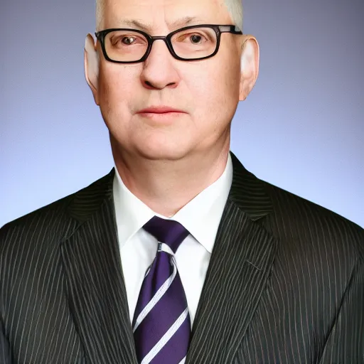 Image similar to augustus aloysius corporate portrait, senior sales marketing acquisitions ceo executive vp, purple green color scheme, professional studio lighting, hyperreal detailed lifelike facial features, corporate portraiture photographed by david lynch