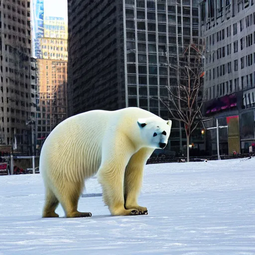 Image similar to a polar bear in the city