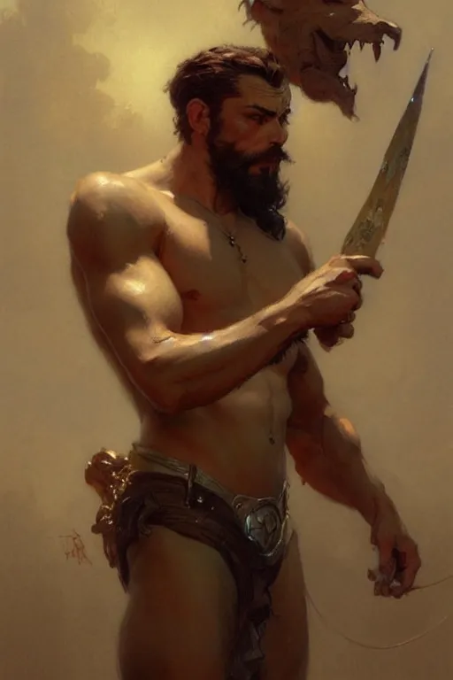 Image similar to attractive male, character design, painting by gaston bussiere, greg rutkowski, katsuya terada, frank frazetta, tom of finland, trending on artstation