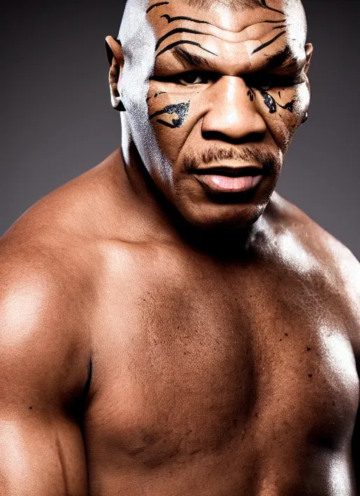 Prompt: mike tyson styled by nick knight posing, photohoot, set pieces, intricate set, vogue magazine, canon, highly realistic. high resolution. highly detailed. dramatic. 8 k. 4 k.