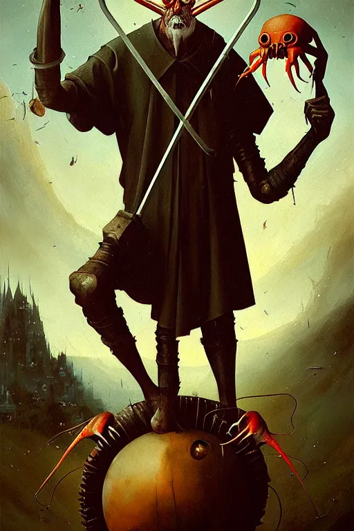 Image similar to hieronymus bosch, greg rutkowski, anna podedworna, painting of gordon freeman holding a headcrab