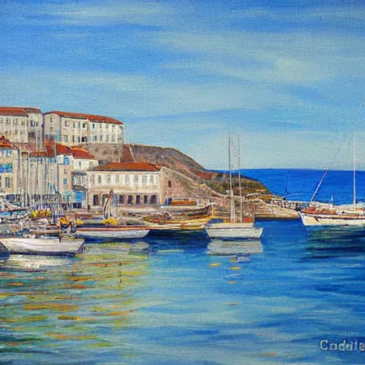 Prompt: tanger harbour painting by claude monnaie