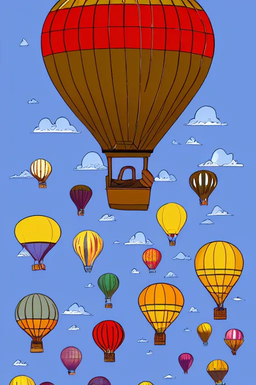 Image similar to sunrise mountain water hot air balloon illustration vector digital art by amiyakinyu trending on artstation