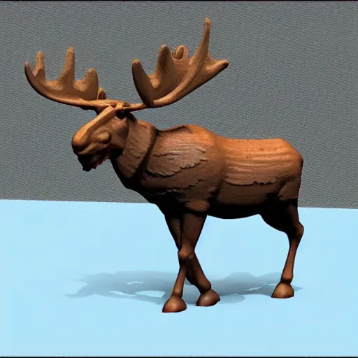 Prompt: i designed my 3 d model of a moose in cad, the textures are very low resolution but i am proud of what i accomplished