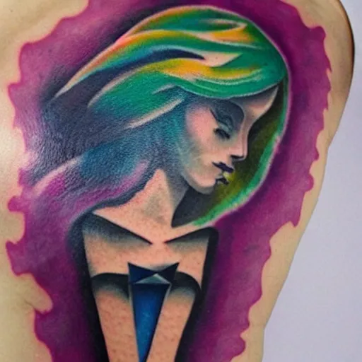 Image similar to a tattoo inspired by the musical artist aurora, abstract, pritty.