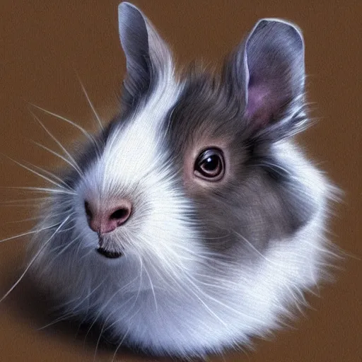 Prompt: grey abyssinian guinea pig portrait heroic angelic realistic masterpiece artstation