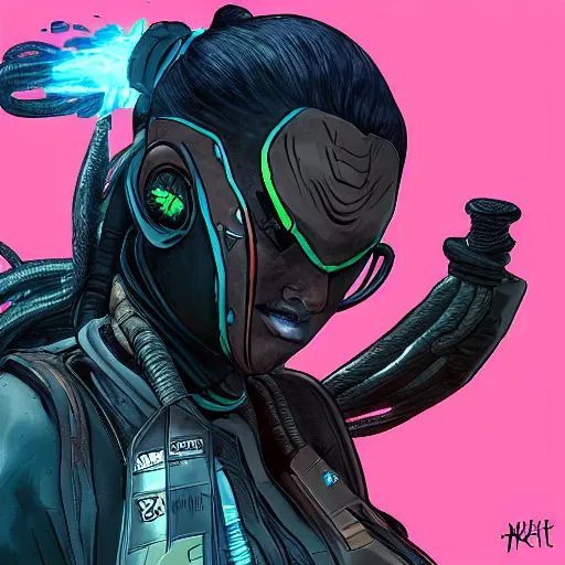 Image similar to wraith from apex legends, digital art, character design