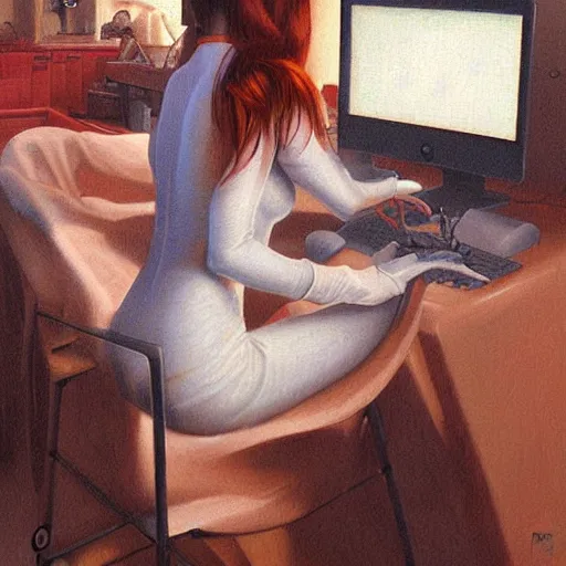 Image similar to on the computer from morning till night working all day and all night by otto frello