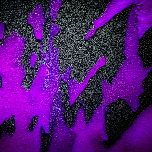 Image similar to statue!!!, purple shattered paint!, glowing lava!!!, (((conglomerate!, slush))), abstract!, black backdrop!, 4k!, award-winning photo!!!!, 33mm!