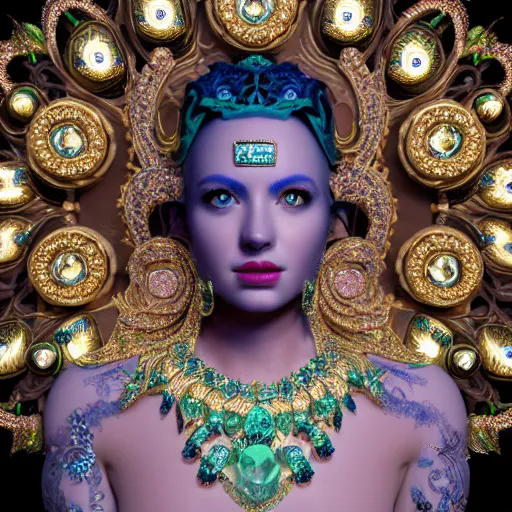 Image similar to portrait of pretty queen of avocado, glowing, ornate and intricate blue jewelry, jaw dropping beauty, glowing background lighting, white accent lighting, hyper detailed, 4 k octane render