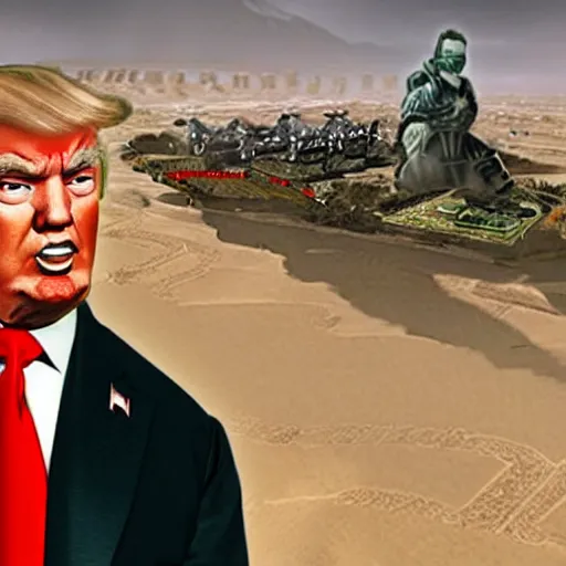 Prompt: in - game image of trump in command and conquer : red alert