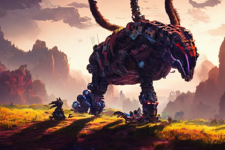 Image similar to bristleback machine mecanical creature robot of horizon forbidden west horizon zero dawn bioluminiscence global illumination ray tracing hdr fanart arstation by ian pesty and alena aenami artworks in 4 k