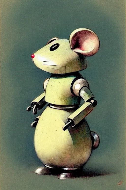 Image similar to (((((1950s retro robot mouse. muted colors.))))) by Jean-Baptiste Monge !!!!!!!!!!!!!!!!!!!!!!!!!!!!!!