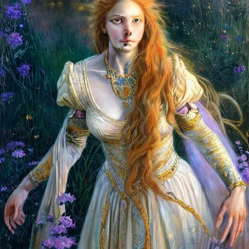 Image similar to highly detailed full portrait of a enchanted lioness in the form of a beautiful young princess. d & d, art by donato giancola and ruan jia and carl larsson and magali villeneuve. trending on artstation, intricate details, energetic composition, golden ratio, concept art, illustration, elegant art