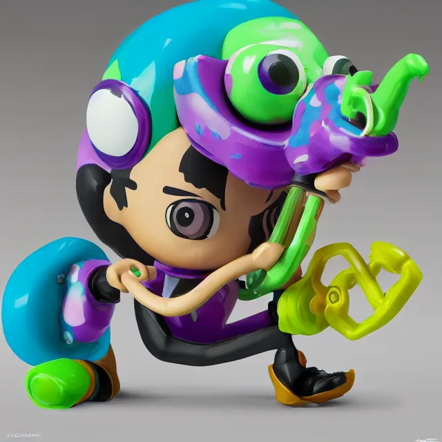 Prompt: stylized splatoon vinyl figure, figure photography, high details