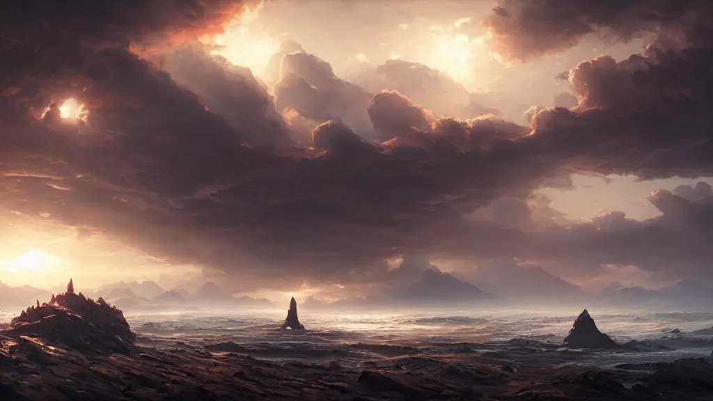 Image similar to the end of the world, epic landscape, cinematic by greg rutkowski and wlop