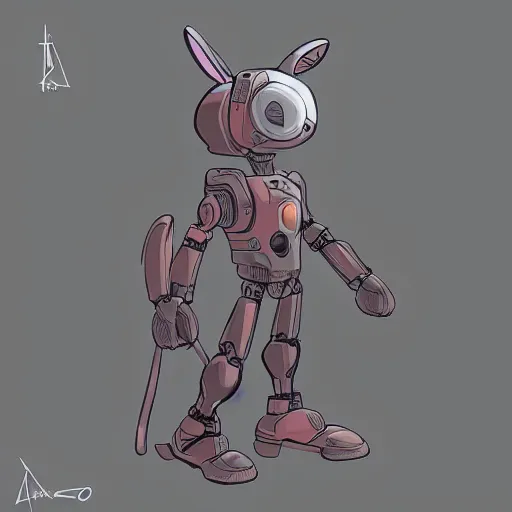 Image similar to rabbit robot in the style of alekzander zagorulko artstation