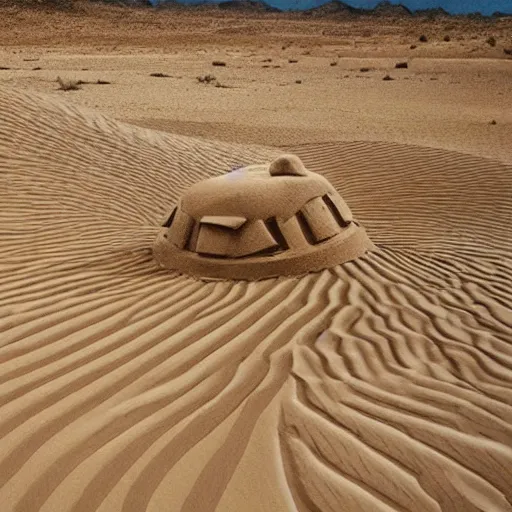 Image similar to a monster made out of sand in the desert with a tornado