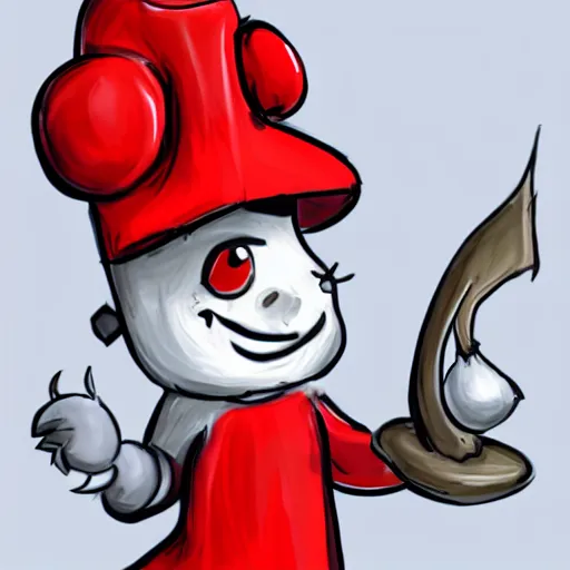 Image similar to red baby dragon wearing a chef's hat, concept art