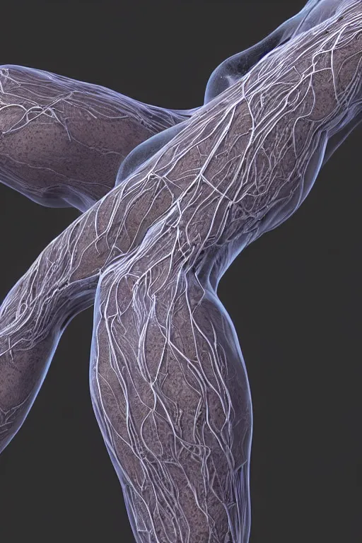 Prompt: “Ultrarealistic 3D model of human artillary veins. Close-up. Octane render. Cinematic lighting.”