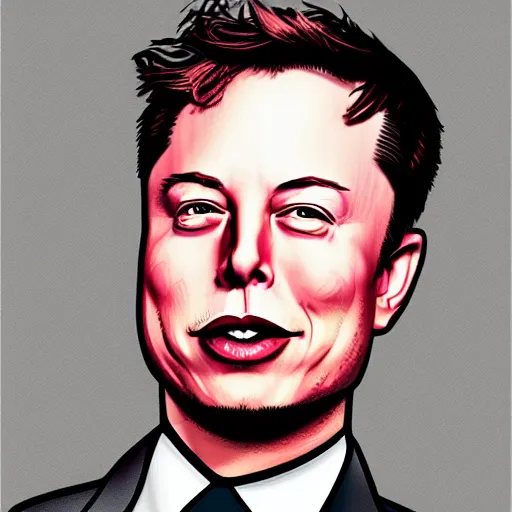 Prompt: a high exaggerated photo of Elon musk, caricature, digital art