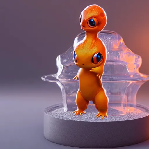 Prompt: a charmander clear ice sculpture, ultra realistic, concept art, intricate details, highly detailed, photorealistic, octane render, 8 k, 3 5 mm film