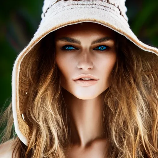 Prompt: epic beautiful supermodel goddess face close up portrait wearing dried dates fractal hat