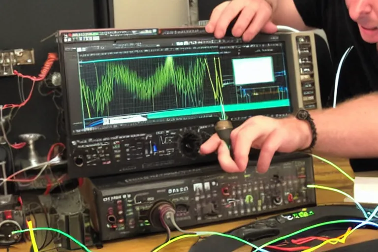 Image similar to an oscilloscope shaking a sound wave, wiggling a weasel, a stoat sinusoid spectacle : the wiggle and the wave - the wiggle is the wave!