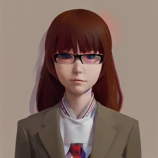 Prompt: Portrait of Asuka Langley Soryu from Evangelion using plugsuite, artwork by Sergey Kolesov, arstation,