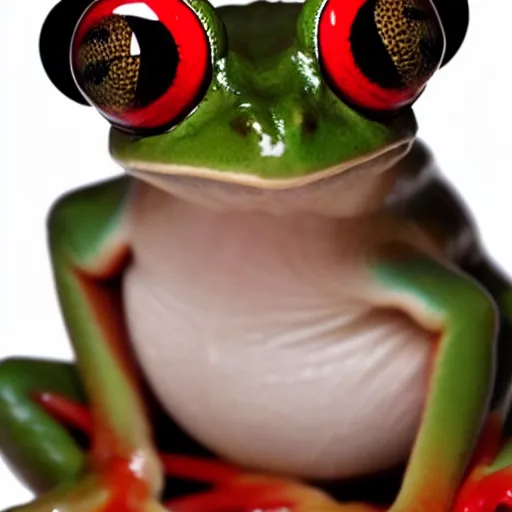 Prompt: portrait of a frog with red eyes