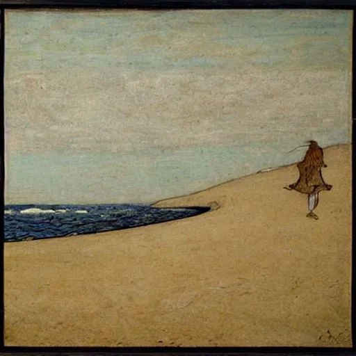 Prompt: a middle ages painting of a beach by john bauer