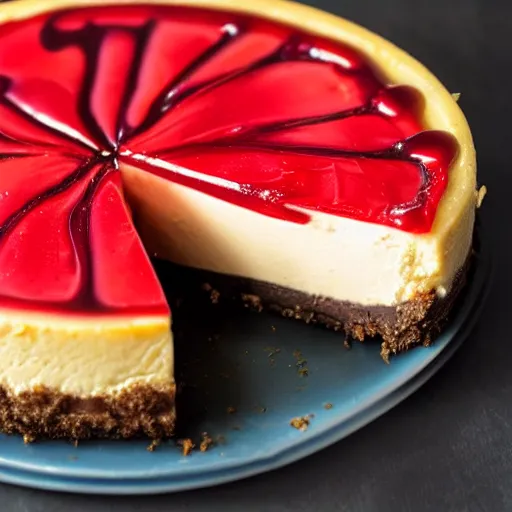 Prompt: close view of a delicious sweet and perfect baby cheesecake piece, award winning, 4 k, beautiful