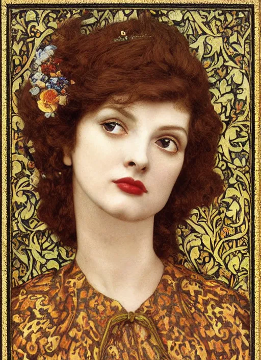 Prompt: masterpiece of intricately detailed preraphaelite photography portrait face hybrid of a hybrid of judy garland and shelley duvall and a hybrid of ingrid bergman and jackie kennedy, sat down in train aile, inside a beautiful underwater train to atlantis, betty page fringe, medieval dress yellow ochre, by william morris ford madox brown william powell frith frederic leighton john william waterhouse hildebrandt