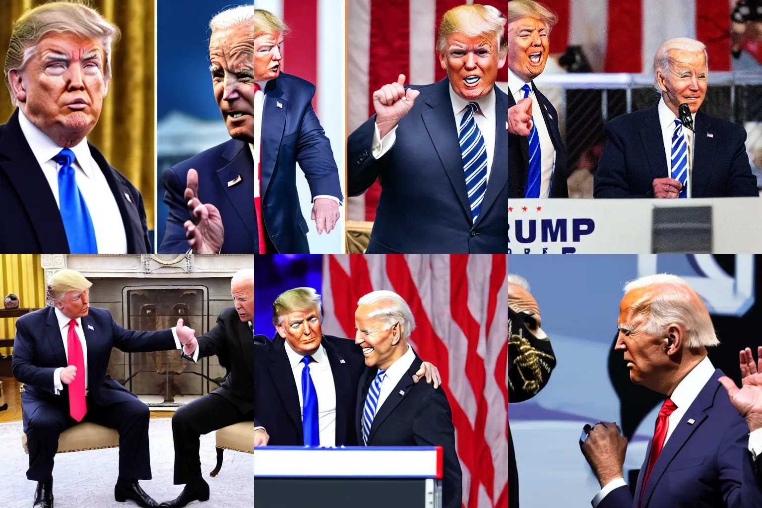 Prompt: Donald Trump fighting with Biden in box ring