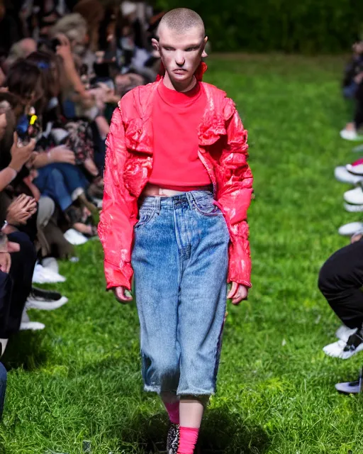 Image similar to hyperrealistic and heavy detailed 2321s balenciaga runway show of stranger things , Leica SL2 50mm, vivid color, high quality, high textured