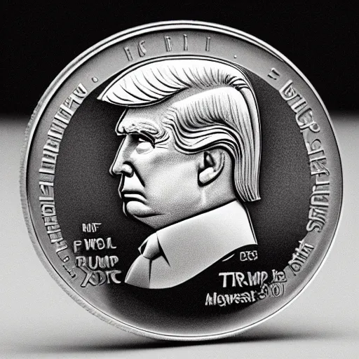 Prompt: a coin with Trump’s face on it