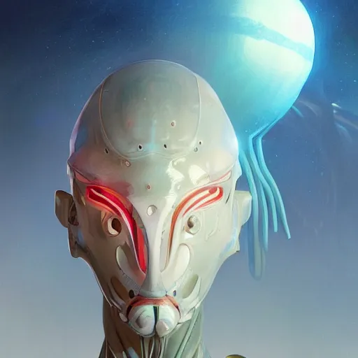 Image similar to Full shot of a venus squid monster astronaut defined facial features, intricate abstract. cyberpunk, symmetrical facial features. By Ruan Jia and Artgerm and Range Murata and WLOP and Ross Tran and William-Adolphe Bouguereau and Beeple. Key Art. Fantasy Illustration. award winning, Artstation, intricate details, realistic, Hyperdetailed, 8k resolution.