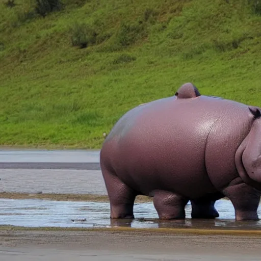 Prompt: a hippo shaped like a car