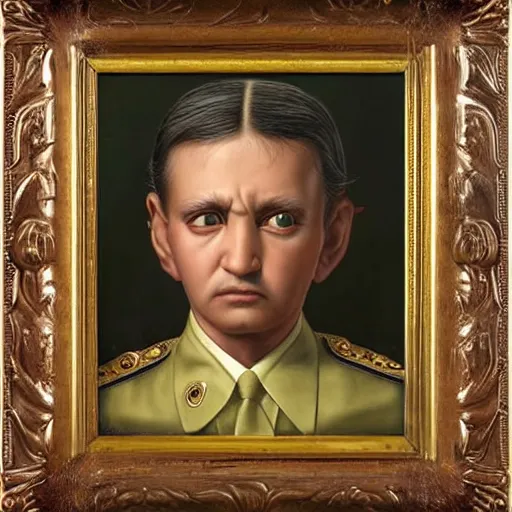 Image similar to portrait artwork of five star army general by mark ryden, sad eyes, breathtaking, 8 k resolution, extremely detailed, beautiful