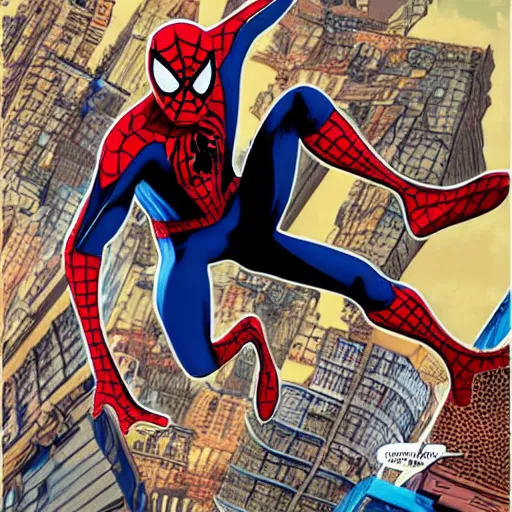 Image similar to spider man meets the beatles, comic, hd, 4 k, intricate detail