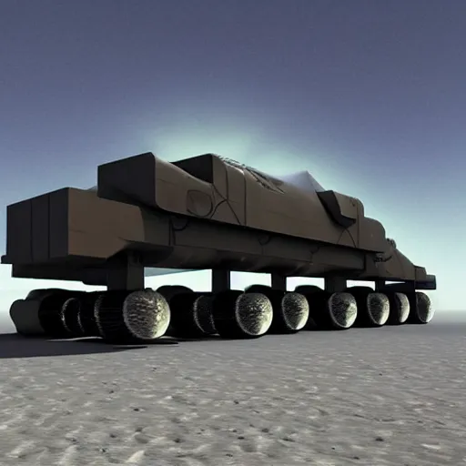 Image similar to Sci-Fi industrial futuristic Brutalism huge carrier vehicle desert