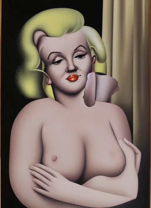 Prompt: Marilyn Monroe, a portrait by Fernando Botero