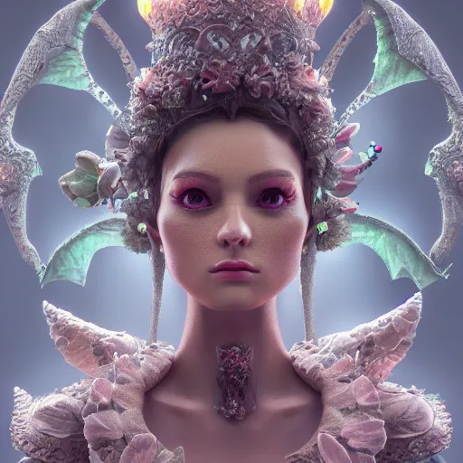 Image similar to the fairy queen, 4 k, intricate detailed, jaw dropping, gorgeous, surreal, octane render