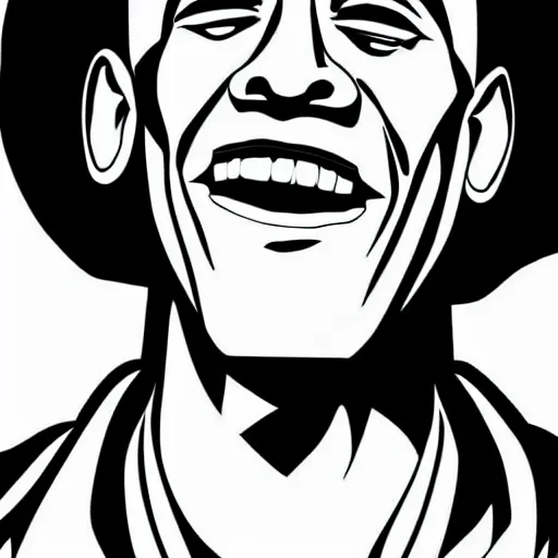 Prompt: barrack obama drawn like a one piece character, manga, black and white, 4 k