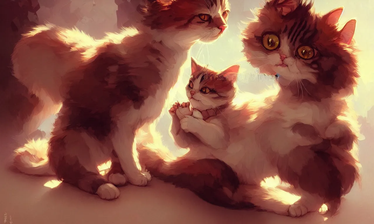 Image similar to cute cartoon cat, sharp focus, illustration, highly detailed, digital painting, concept art, matte, art by wlop and artgerm and greg rutkowski and alphonse mucha, masterpiece