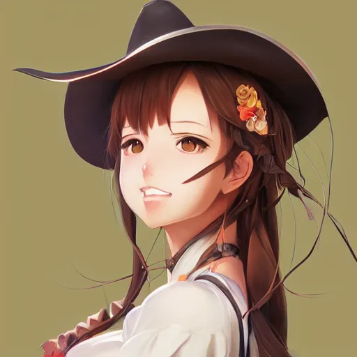 looking at viewer, cow girl, anime, anime girls, digital art, artwork,  portrait, portrait display