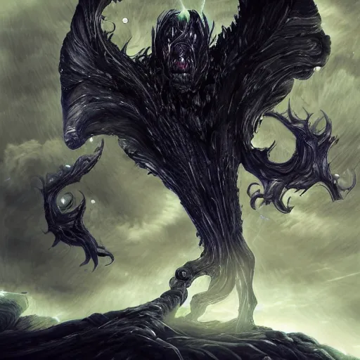 Image similar to Edritch , a cosmic monster god of madness , realistic gothic , digital art , in a distant universe