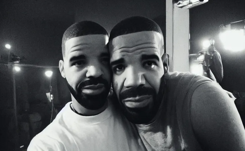 Image similar to my uncle look like Drake if he was poor asf lmao, close-up, one person in frame, uncomfortable, funny, phone quality, camera flash on, viral photo, viral on instagram